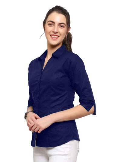 Regular Fit 3/4 Solid Sleeve Shirts for Women